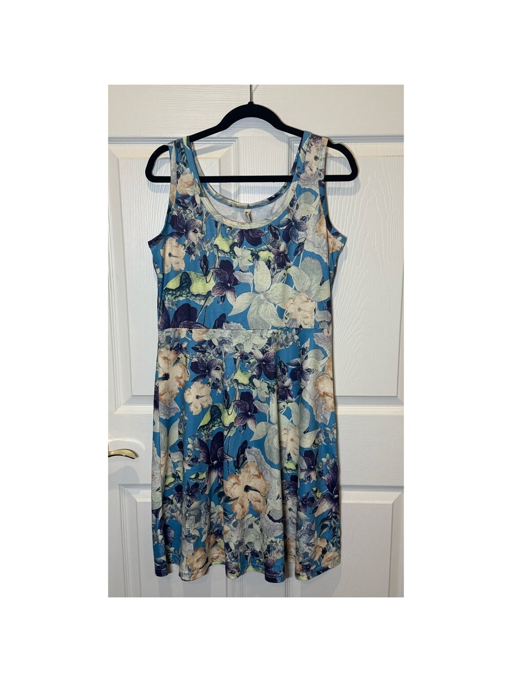 Blue Floral Sleeveless Dress